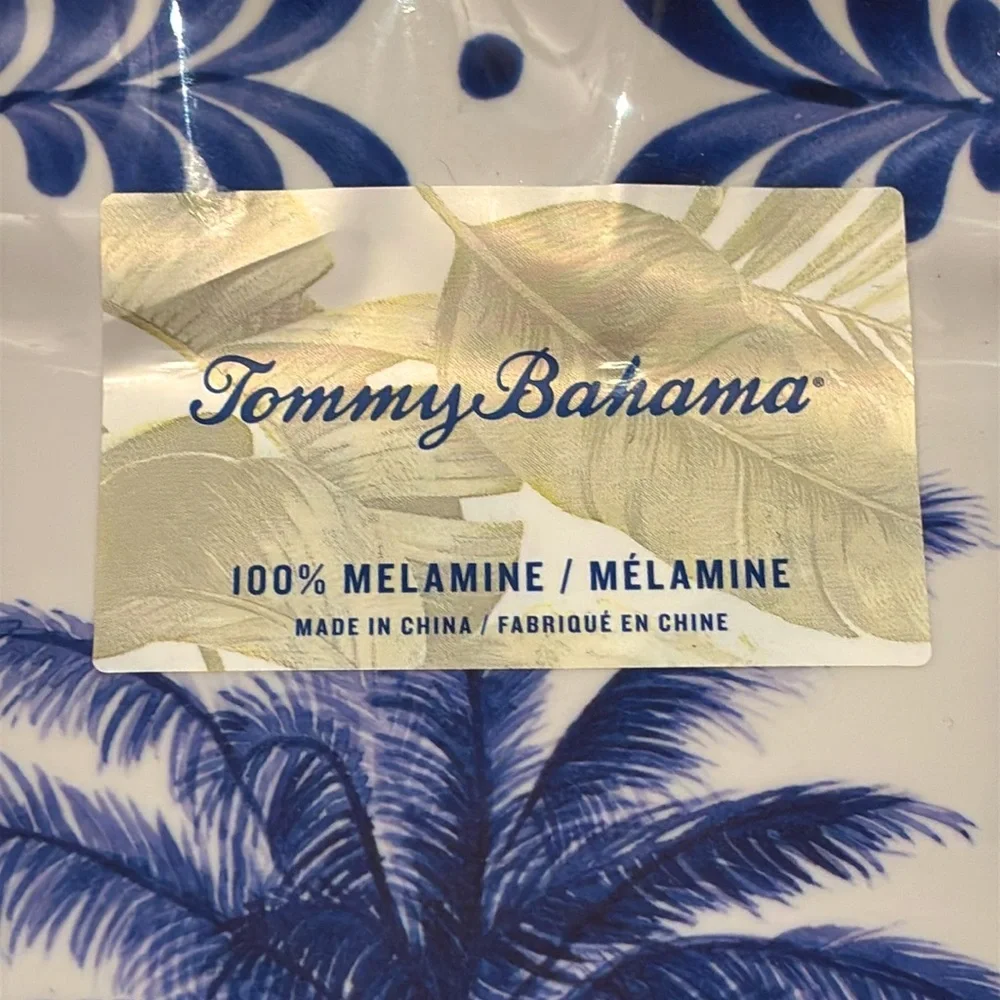 NWT Tommy Bahama tropical Palm tree melamine Plate set of 4